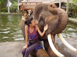 Christine with elephant