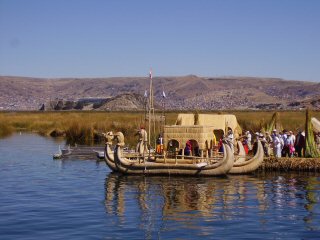 reed boats at the Uros Islands Lake Titicaca